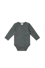 Load image into Gallery viewer, Organic Cotton Modal Fernely Long Sleeve Bodysuit - Vintage Cars Agave
