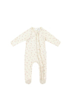 Load image into Gallery viewer, Organic Cotton Fine Rib Melanie Zip Onepiece - Simple Flowers Egret
