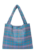Load image into Gallery viewer, Sky Blue Wool Checked Mom Bag
