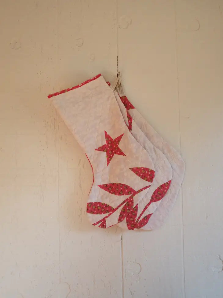 Quilt Stockings - Red + White Stars