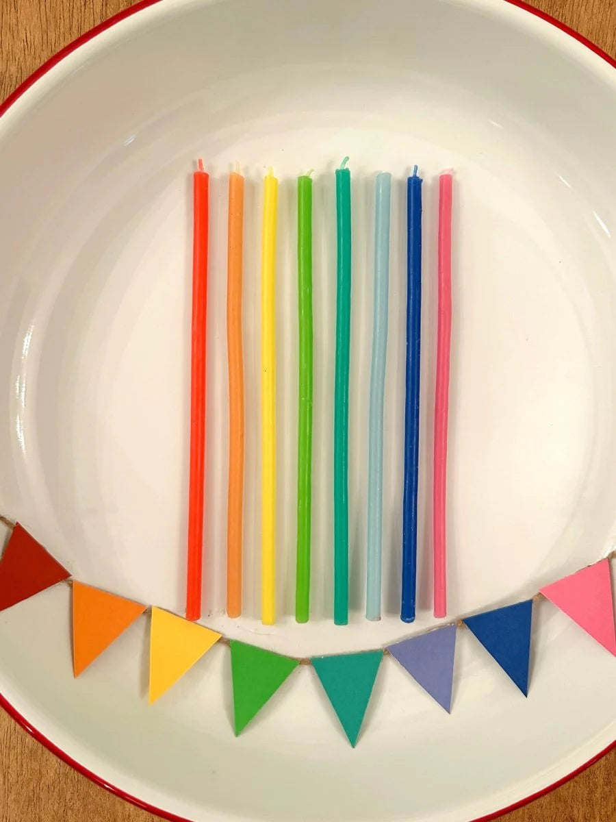 Rainbow Beeswax Birthday Candle Set 8
