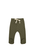 Load image into Gallery viewer, Organic Cotton Footed Pant - Tiny Dots Olive *SIZE 1Y*
