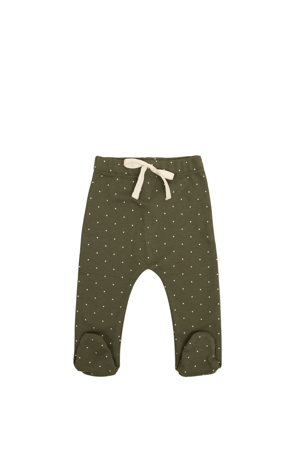 Organic Cotton Footed Pant - Tiny Dots Olive *SIZE 1Y*