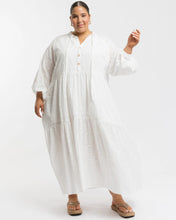 Load image into Gallery viewer, Maxi Avalon Smock Dress // White *SIZE L/XL*
