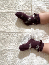 Load image into Gallery viewer, FRILL ANKLE SOCK - PETITE FLEUR BLACKBERRY *SIZE 0-3*
