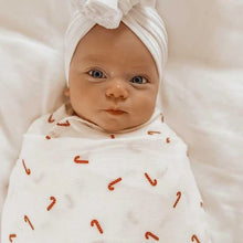 Load image into Gallery viewer, Organic Cotton + Bamboo Swaddle - Candy Cane
