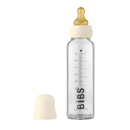 BIBS Baby Glass Bottle Complete Set 225ml (8oz) Ivory
