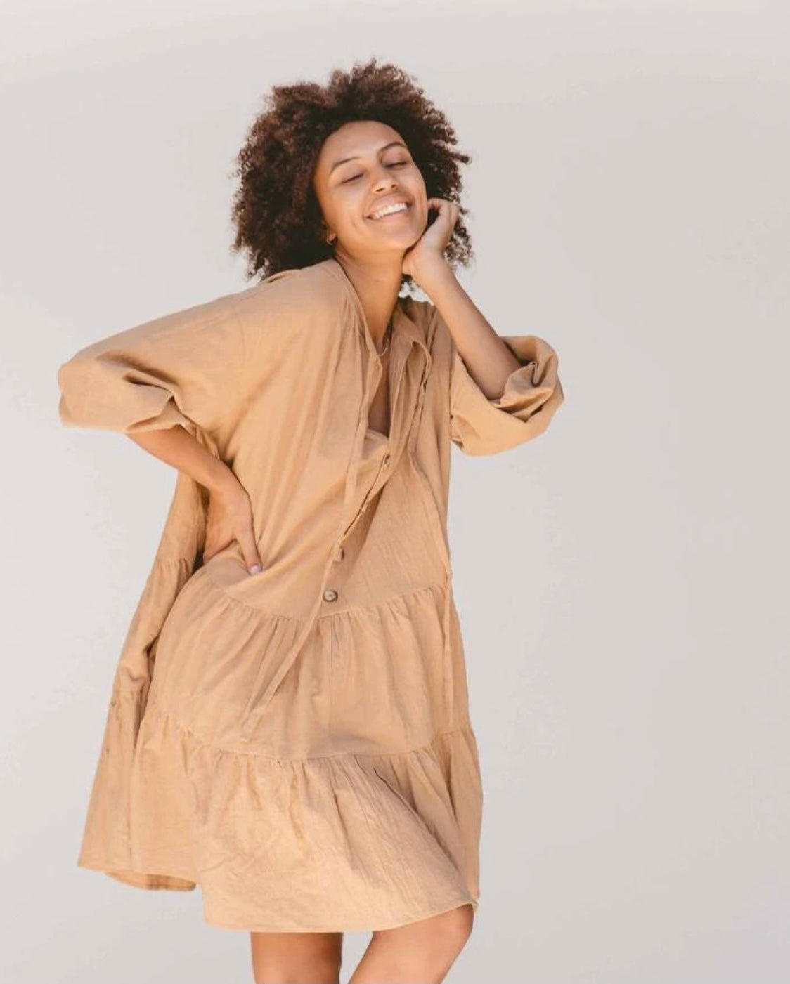 Avalon Smock Dress // Caramel * SIZE M/L + L/XL*