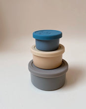 Load image into Gallery viewer, 3 pack food boxes lid round - blue