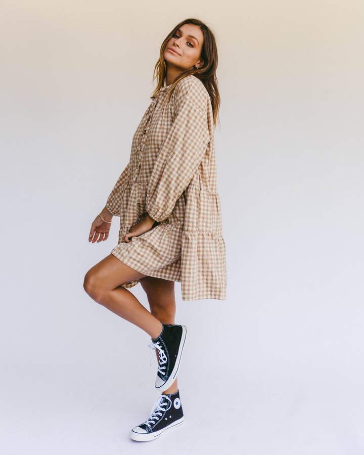 Avalon Smock Dress // Caramel Gingham