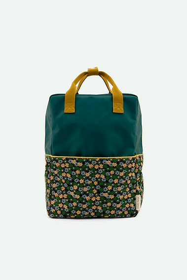 backpack large | golden | edison teal + flower field green