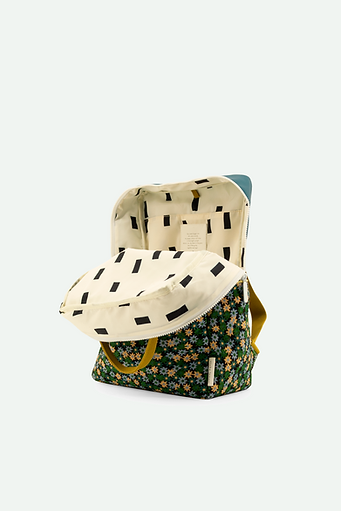 backpack large | golden | edison teal + flower field green