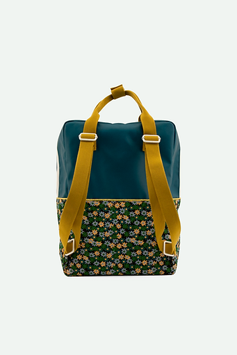 backpack large | golden | edison teal + flower field green