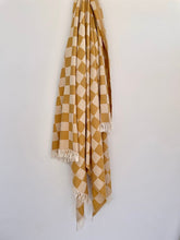 Load image into Gallery viewer, Checker Turkish Towel / Throw - Mustard
