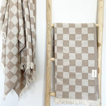 Load image into Gallery viewer, Checker Turkish Towel / Throw - Tan
