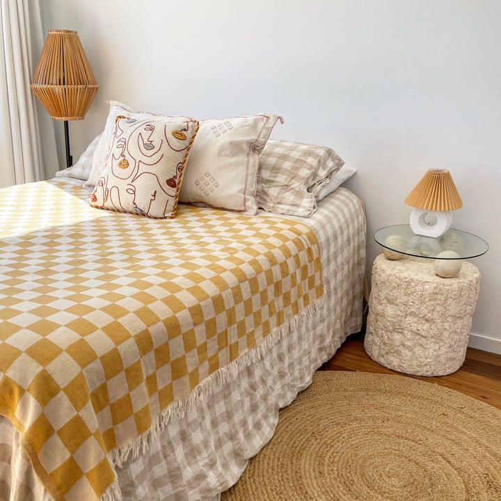 Checker Turkish Towel / Throw - Mustard