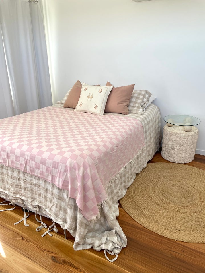 Checker Turkish Towel / Throw - Blush Pink