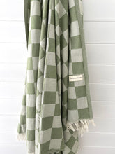 Load image into Gallery viewer, Checker Turkish Towel / Throw - Pistachio
