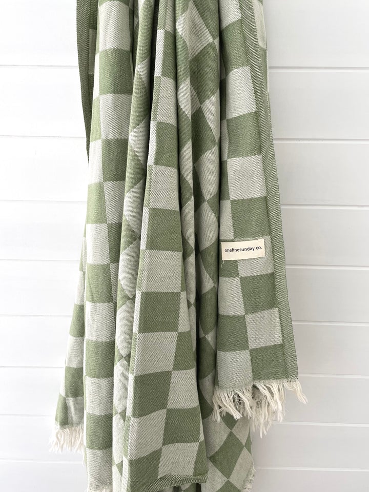 Checker Turkish Towel / Throw - Pistachio